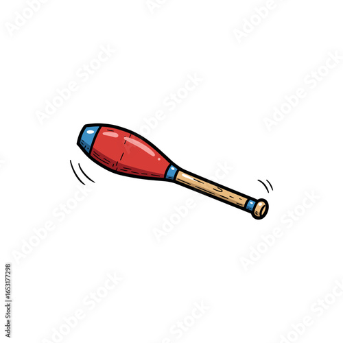Colorful juggling club with motion lines on a white background. Vector illustration