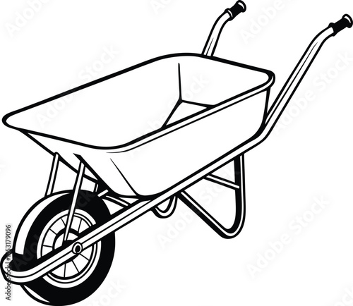 Classic metal wheelbarrow ready for garden projects and heavy lifting tasks