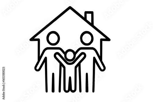 Family Home House Icon Outline Isolated
