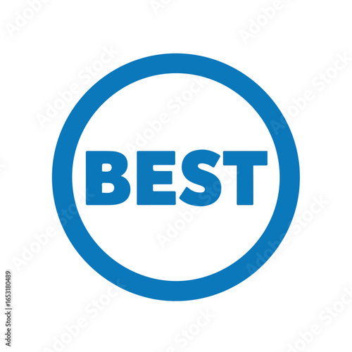 Blue circle icon with the word best
