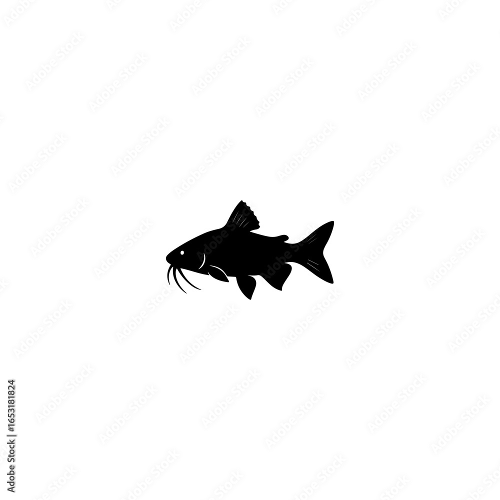 Fototapeta premium Featherback Fish Silhouette – Bengali River Minimalist Vector” শাপলা মাছ