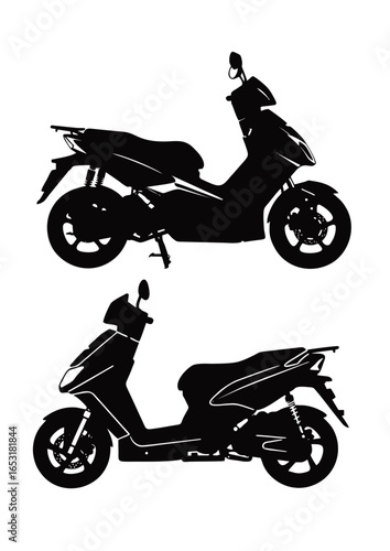 MOTOR Enhanced Sleek Scooter Silhouettes, Vector Graphics