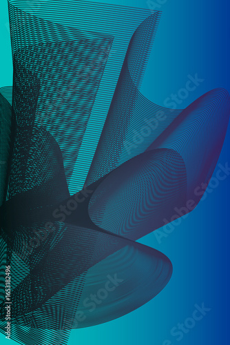 Abstract line wave gradient poster background vector set. Minimalist cover template with vibrant perspective line wave in motion. Ideal design for social media, cover, banner, flyer, music, ads.
