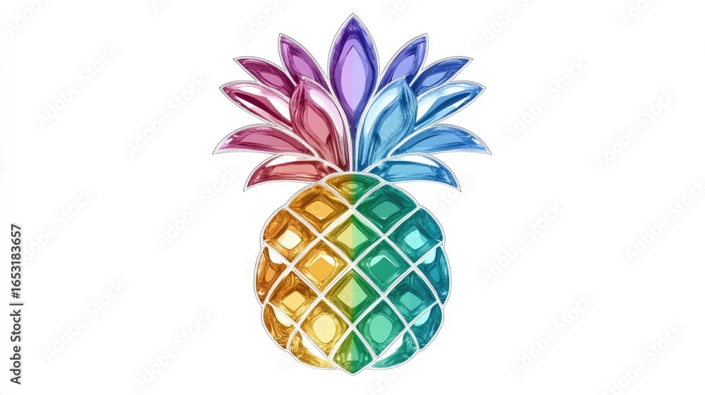 Obraz premium Vibrant Rainbow Pineapple Graphic Design