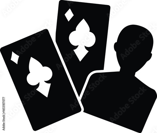 cards game silhouette vector art illustration