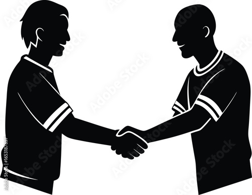 handshake before match silhouette vector art illustration