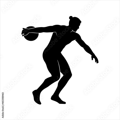 Discus Throw Athlete Silhouette in Motion Black and White sport athletics