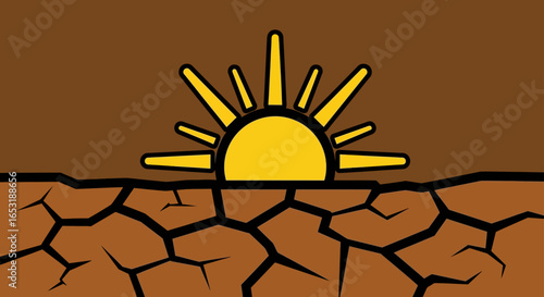heat wave scorching the earth cracked dry land under a harsh yellow sun reflecting climate change impacts ideal for environmental reports and drought awareness campaigns extreme weather global warming