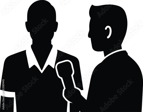 post match interview silhouette vector art illustration