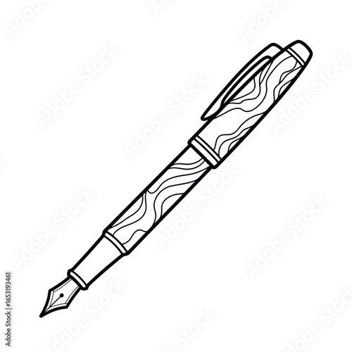 Vector illustration of fountain pen writing instrument isolated on white background