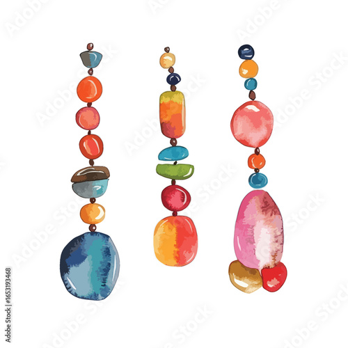 Vibrant Watercolor Beaded Necklaces in a Colorful Arrangement