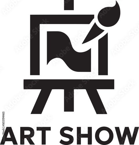 Art Show Vector Illustration with Easel, Canvas, and Brush for Creative Event Promotion