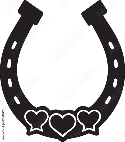 Lucky horseshoe vector illustration, a black isolated object, a metal symbol of good luck