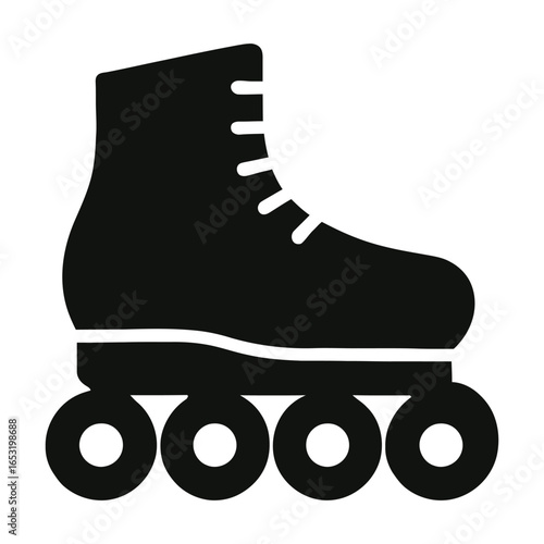 Roller Skate Silhouette Icon Vector Inline Skating Sport Equipment Illustration