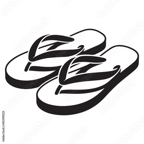 Summer Flip-Flops silhouette vector. Vector black silhouette. with white background