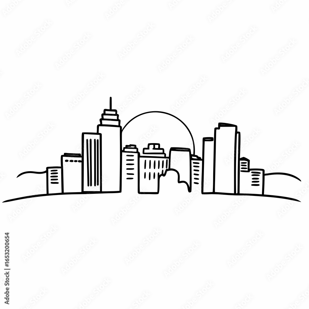 Obraz premium An illustrated vector of a city skyline with buildings and skyscrapers at night