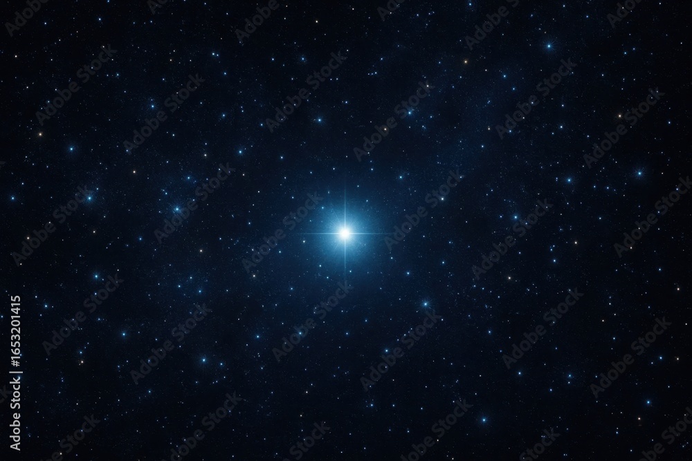 Fototapeta premium A lone star shines brightly in the vast expanse of a starry night sky