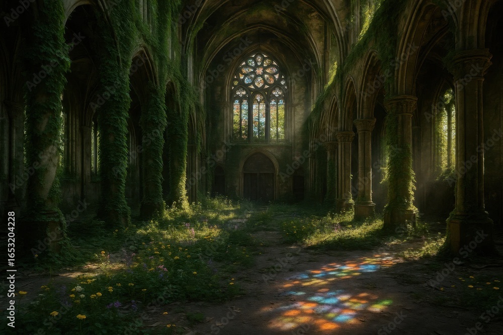 Fototapeta premium A Glimpse into a Forgotten Abbey
