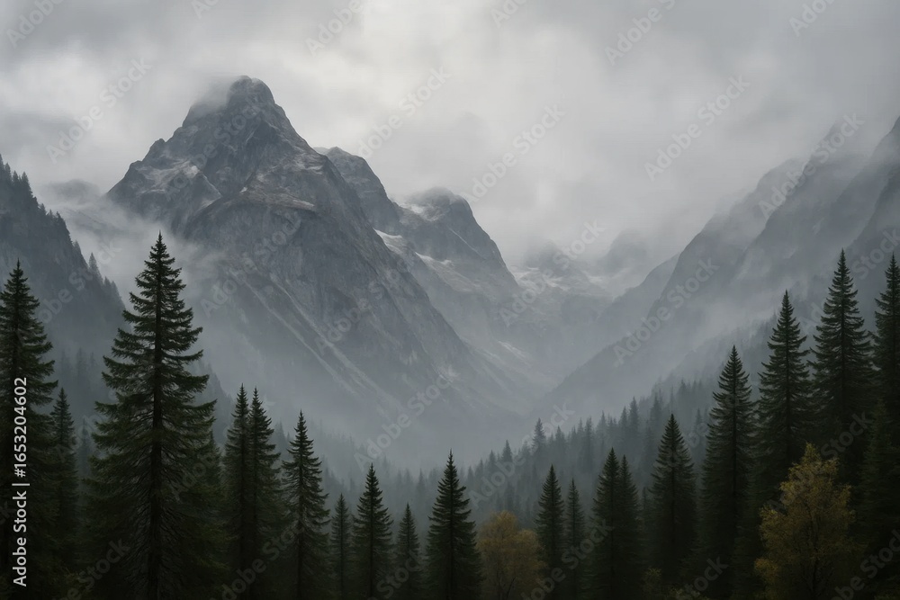 Fototapeta premium A Glimpse into the Majestic Mountainside Forest