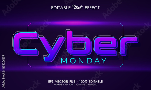 Flat design cyber monday vector text effect