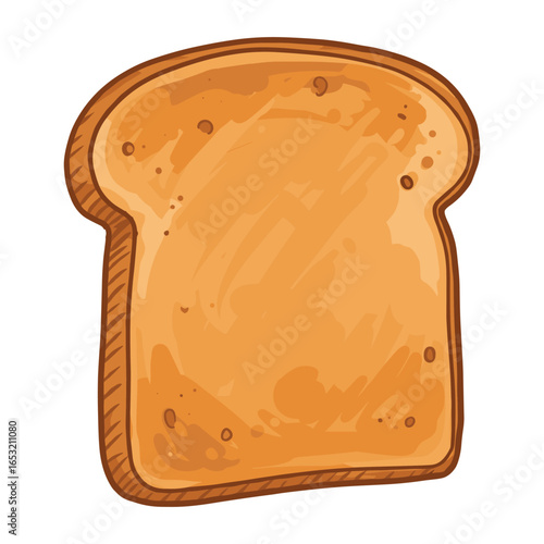 Simple brown toast slice illustration with crust and texture. Vector illustration
