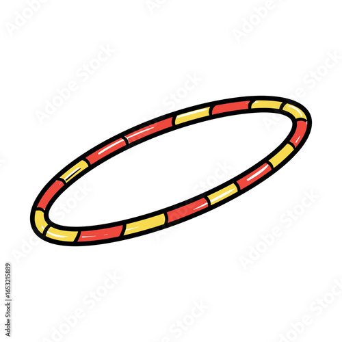 Red and yellow striped hula hoop on white background. Vector illustration
