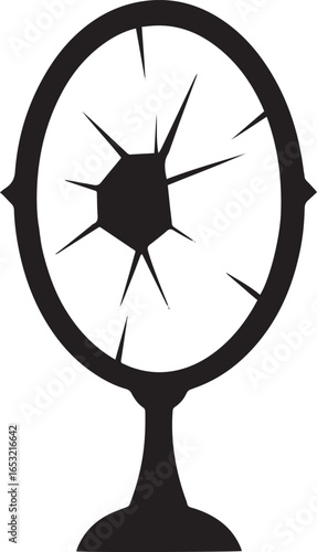 Silhouette of a Person Reflected in a Broken Mirror – Conceptual Abstract Reflection Art