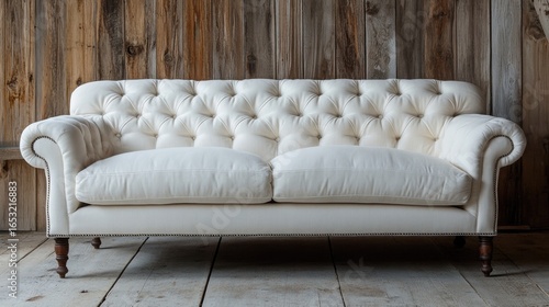 White sofa, straight view