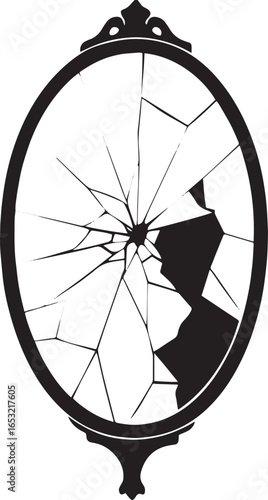 Silhouette of a Person Reflected in a Broken Mirror – Conceptual Abstract Reflection Art