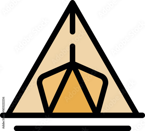 Simple tent icon symbolizing camping, outdoor recreation, and temporary shelter in nature