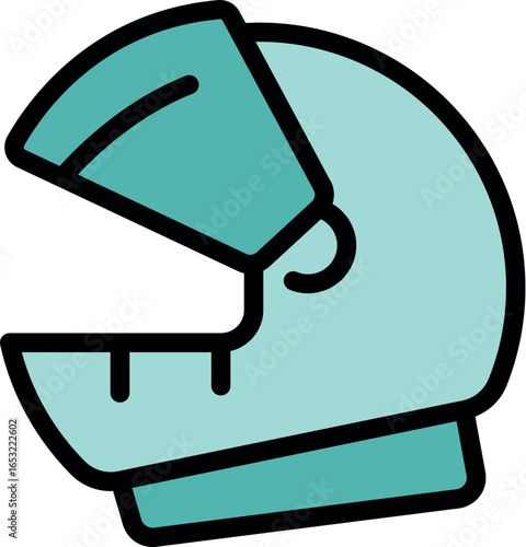 Futuristic helmet with visor open, offering head protection during space exploration or virtual reality experiences