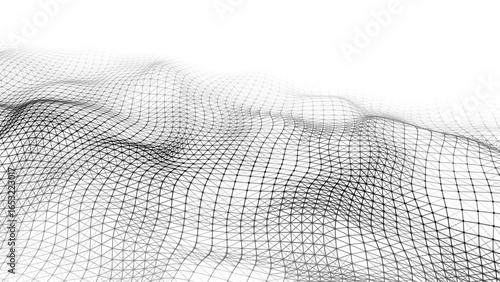 Geometric shapes. A wave smoothly dissolving into a light background. 3D rendering.