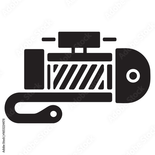 Black trailer winch handle icon vector. Vector black silhouette. with white background
