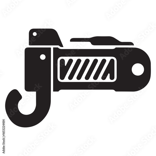 Black trailer winch handle icon vector. Vector black silhouette. with white background