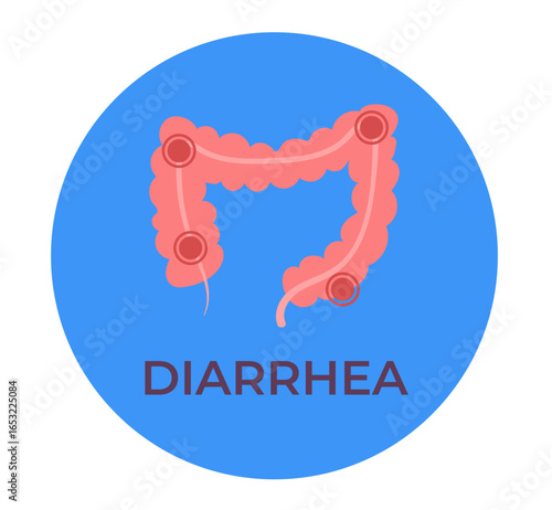 Diarrhea line art flat style simple design concept. Vector cartoon graphic illustration
