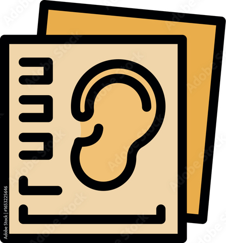 Ear anatomy on medical record representing hearing healthcare and audiology examination