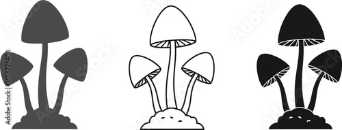 Mushroom vector illustration set fungus nature drawing