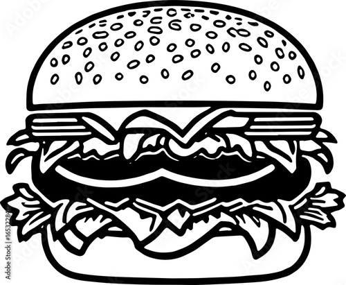 Classic Hamburger Sandwich Vector Design