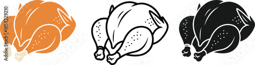 Roasted chicken vector illustration thanksgiving turkey icon