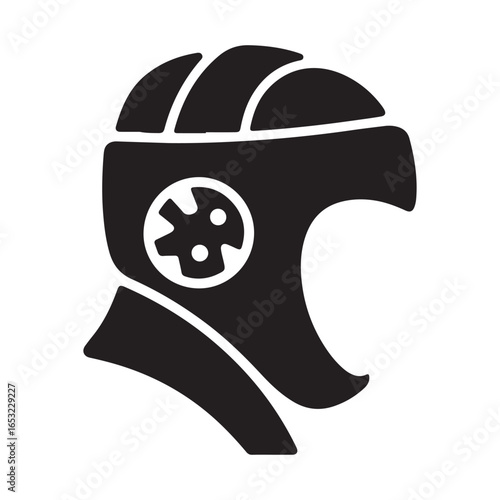 Black martial arts headgear icon combat. Vector black silhouette. with white background