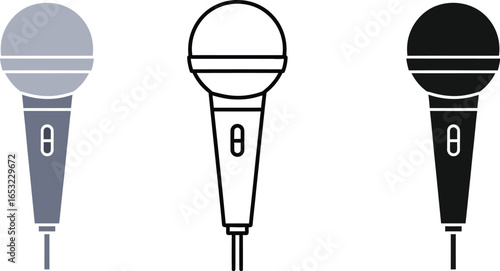 Microphone vector icons set for karaoke and recording vocal
