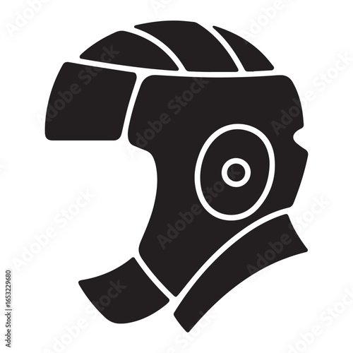 Black martial arts headgear icon combat. Vector black silhouette. with white background