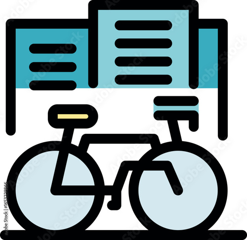 Bicycle parked against backdrop of urban buildings, symbolizing eco friendly commuting and urban mobility