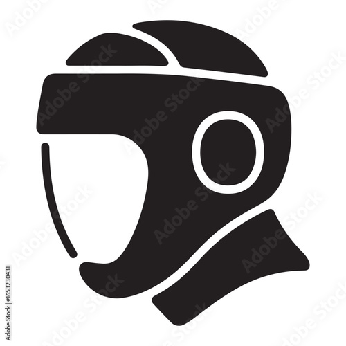 Black martial arts headgear icon combat. Vector black silhouette. with white background