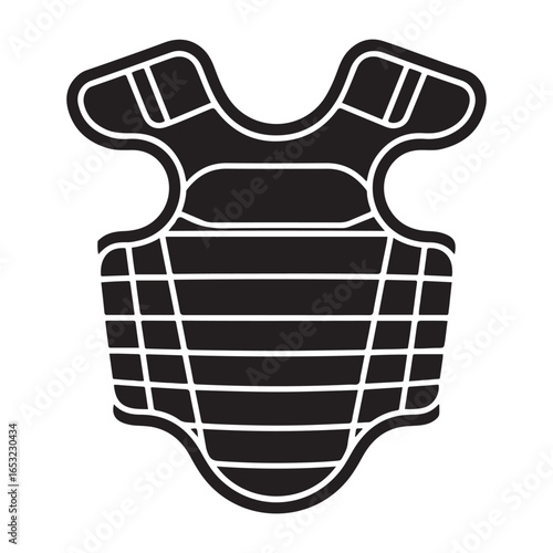 Black martial arts chest protector icon guard. Vector black silhouette. with white background