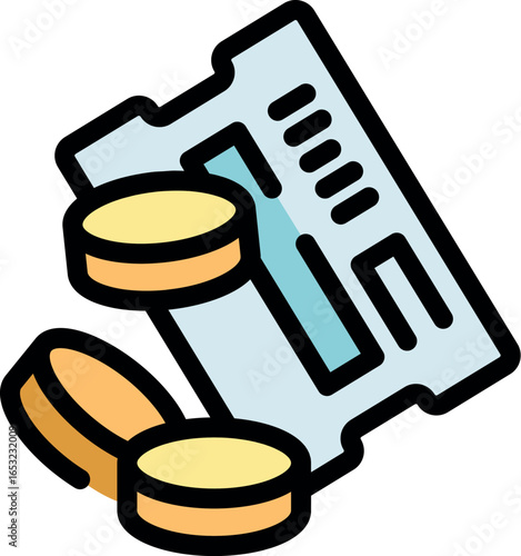 Digital currency is used for purchasing a ticket, showing the intersection of finance and entertainment