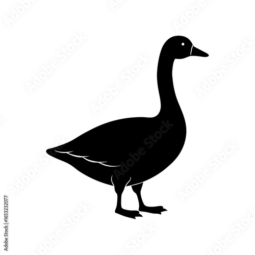 Elegant Silhouette of a Goose on White A Simple and Clean Design Featuring a Wildfowl