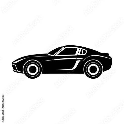Sleek Silhouette A Classic Black Car Illustration Evokes Speed, Power, and Timeless Design for Automotive Enthusiasts