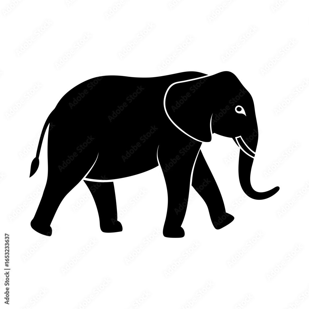Fototapeta premium Striking silhouette of a majestic elephant walking gracefully, embodying the strength and serenity of African wildlife, a timeless symbol of nature's beauty and power