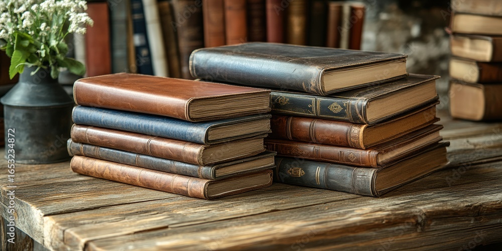 Obraz premium Exploring vintage book collections cozy library warm atmosphere literature aficionados